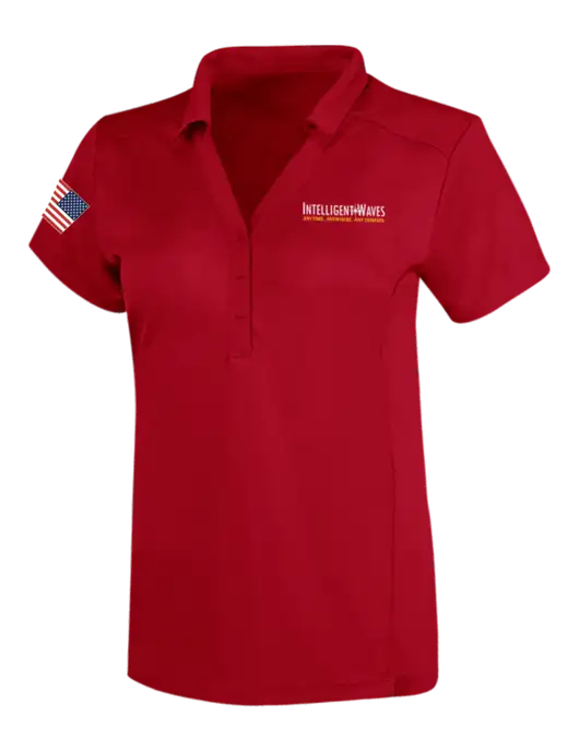 OGIO Red Womens Framework Polo w/Intelligent Waves Logo, US Flag Logo