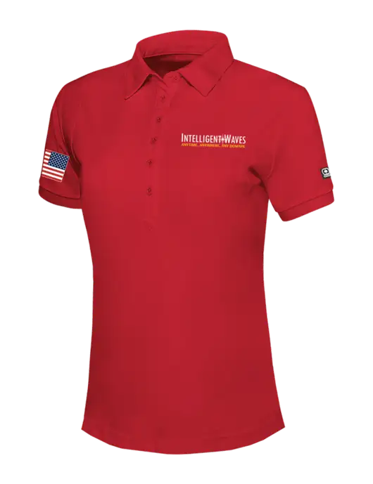 OGIO Womens Red Jewel Polo w/Intelligent Waves Logo, US Flag Logo