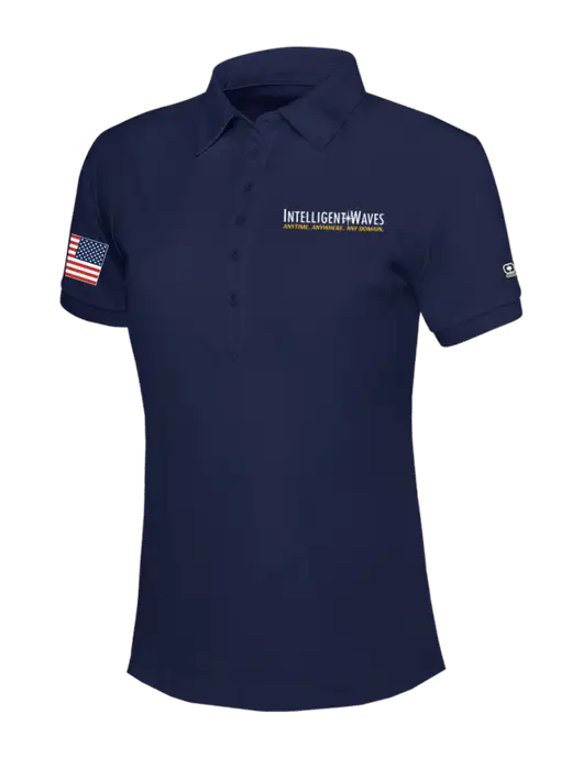 OGIO Womens Navy Jewel Polo w/Intelligent Waves Logo, US Flag Logo