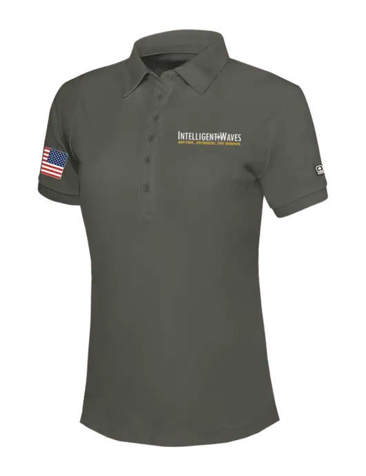 OGIO Womens Medium Grey Jewel Polo w/Intelligent Waves Logo, US Flag Logo