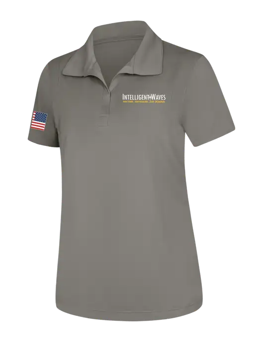 Womens Medium Grey Micropique Sport-Wick Polo w/Intelligent Waves Logo, US Flag Logo