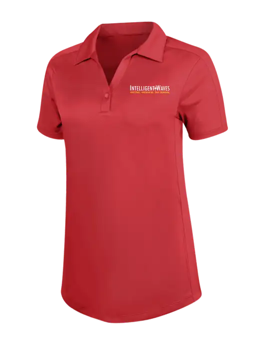 Womens Red Diamond Jacquard Polo w/Intelligent Waves Logo, US Flag Logo