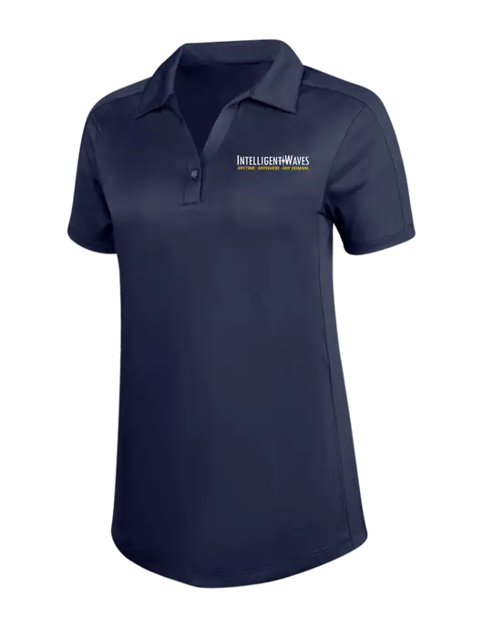 Womens Dark Navy Diamond Jacquard Polo w/Intelligent Waves Logo, US Flag Logo