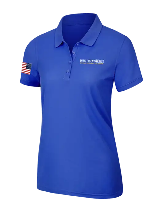 Dark Royal Womens Core Classic Pique Polo w/Intelligent Waves Logo, US Flag Logo