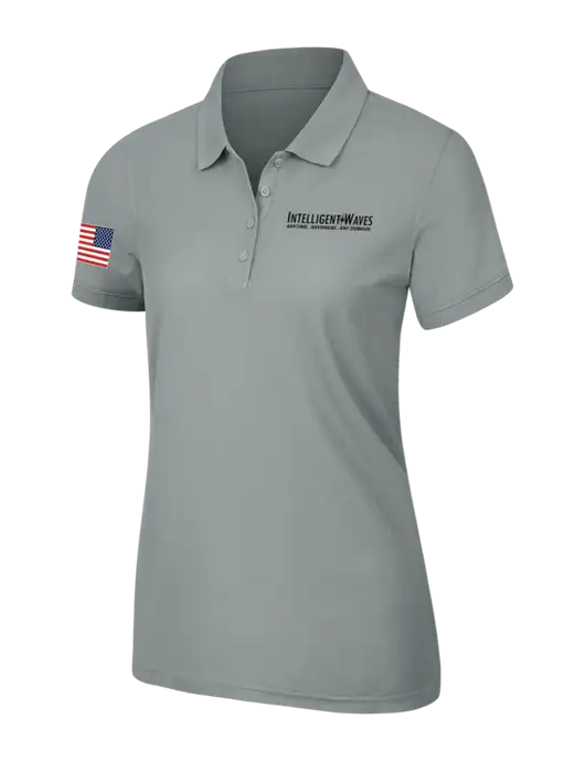 Light Grey Womens Core Classic Pique Polo w/Intelligent Waves Logo, US Flag Logo