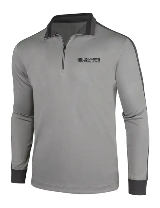 NIKE Athletic Grey/Heather Dark Grey Dry-Fit 1/2 Zip Cover-Up w/Intelligent Waves Logo