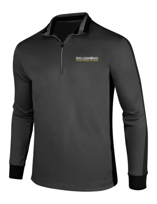 NIKE Anthracite Heather/Black Dry-Fit 1/2 Zip Cover-Up w/Intelligent Waves Logo