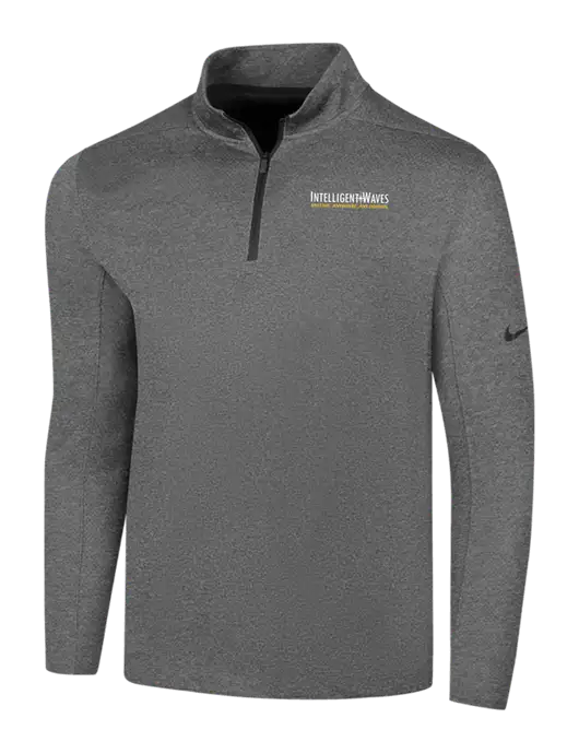 NIKE Dark Grey Heather Dry 1/2 Zip Cover-Up w/Intelligent Waves Logo