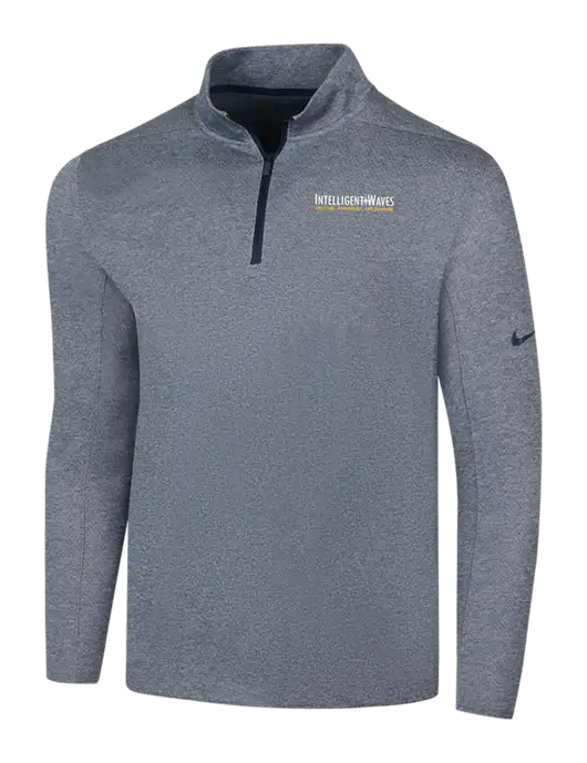 NIKE Navy Heather Dry 1/2 Zip Cover-Up w/Intelligent Waves Logo
