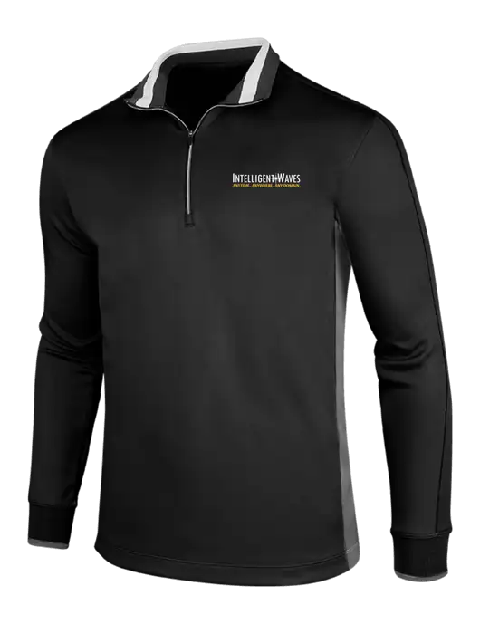 NIKE Black/Dark Grey/White Dry-Fit 1/2 Zip Cover-Up w/Intelligent Waves Logo