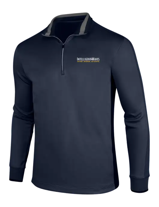 NIKE Midnight Navy Heather/Midnight Navy Dry-Fit 1/2 Zip Cover-Up w/Intelligent Waves Logo