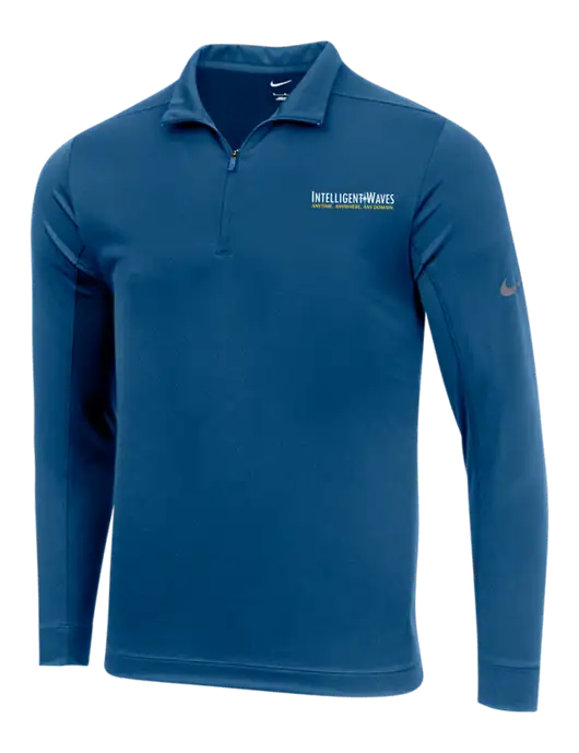 NIKE Dark Royal Dry 1/2 Zip Cover-Up w/Intelligent Waves Logo