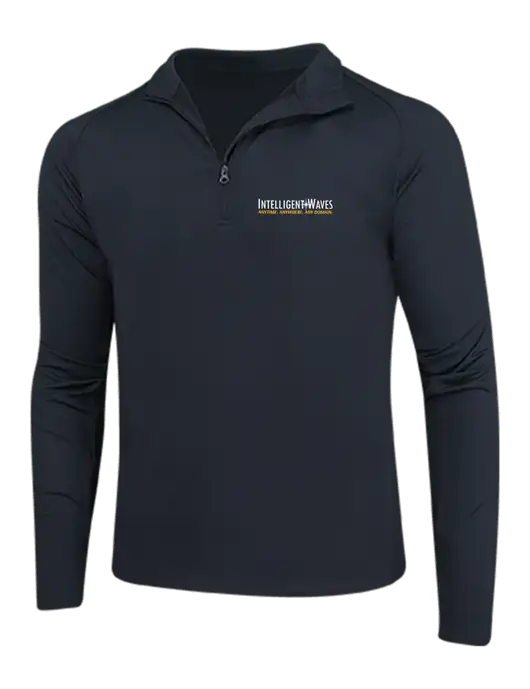 Black Sport Wick Stretch 1/4 Zip Pullover w/Intelligent Waves Logo