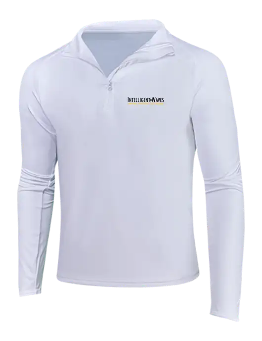 White Sport Wick Stretch 1/4 Zip Pullover w/Intelligent Waves Logo