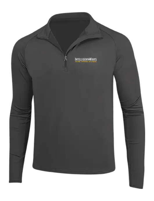 Charcoal Grey Sport Wick Stretch 1/4 Zip Pullover w/Intelligent Waves Logo