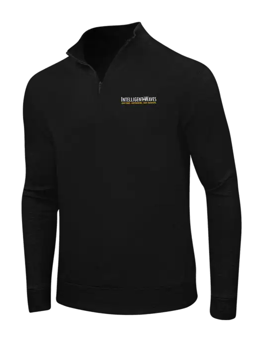 Deep Black/Charcoal Heather Interlock 1/4 Zip w/Intelligent Waves Logo