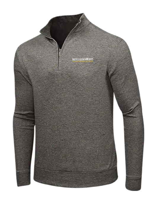 Charcoal Heather/Medium Heather Grey Interlock 1/4 Zip w/Intelligent Waves Logo