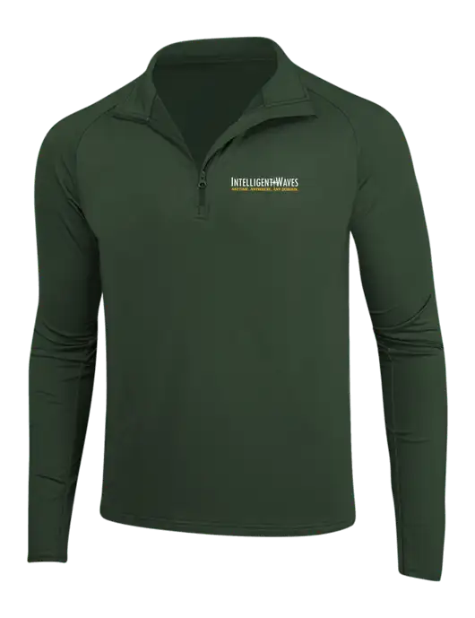 Dark Green Sport Wick Stretch 1/4 Zip Pullover w/Intelligent Waves Logo