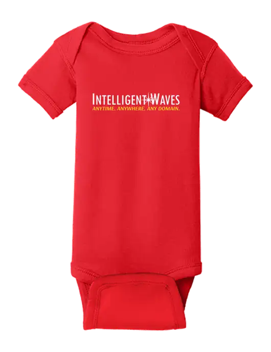 Rabbit Skins Red Infant Short Sleeve Baby Rib Bodysuit w/Intelligent Waves Logo