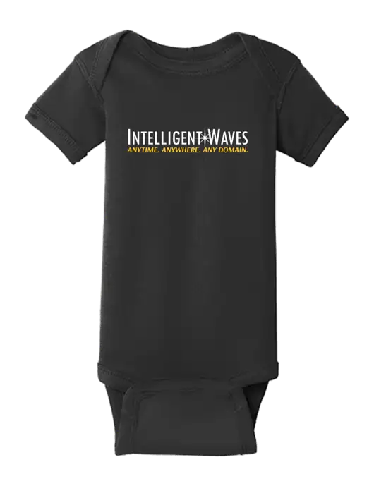 Rabbit Skins Black Infant Short Sleeve Baby Rib Bodysuit w/Intelligent Waves Logo