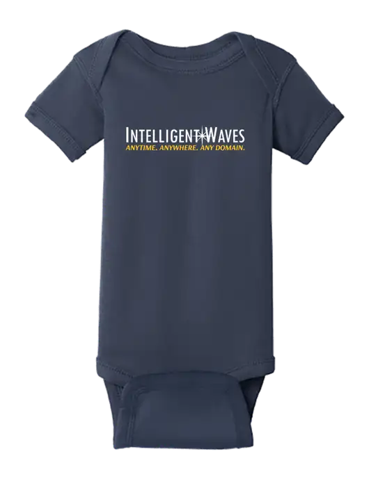 Rabbit Skins Navy Infant Short Sleeve Baby Rib Bodysuit w/Intelligent Waves Logo
