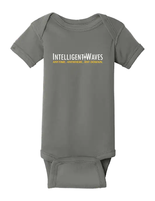 Rabbit Skins Charcoal Infant Short Sleeve Baby Rib Bodysuit w/Intelligent Waves Logo