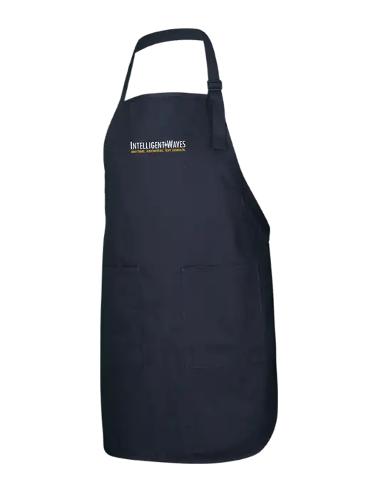 Full-Length Black Apron With Pockets w/Intelligent Waves Logo