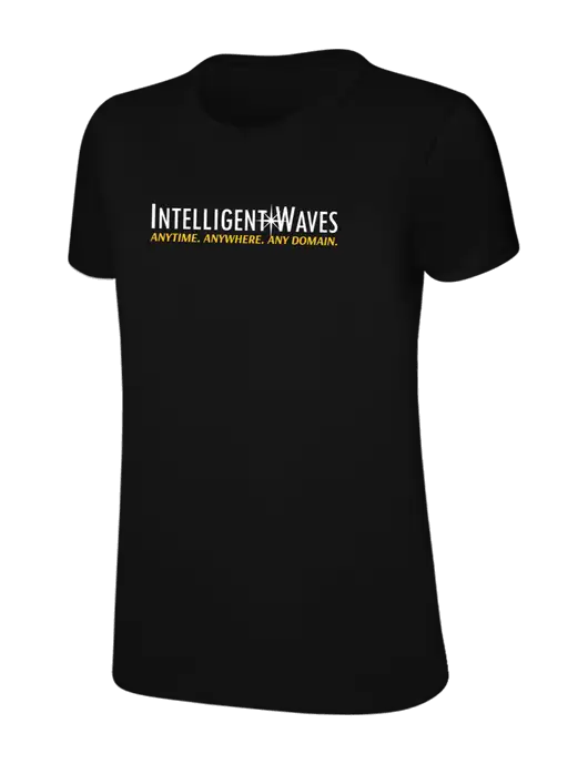 Womens Ring Spun Jet Black 4.5 oz T-Shirt w/Intelligent Waves Logo