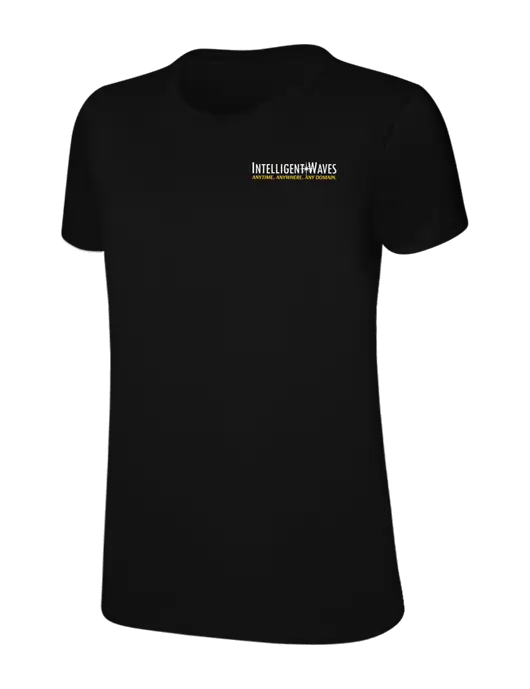 Womens Ring Spun Jet Black 4.5 oz T-Shirt w/Intelligent Waves Logo