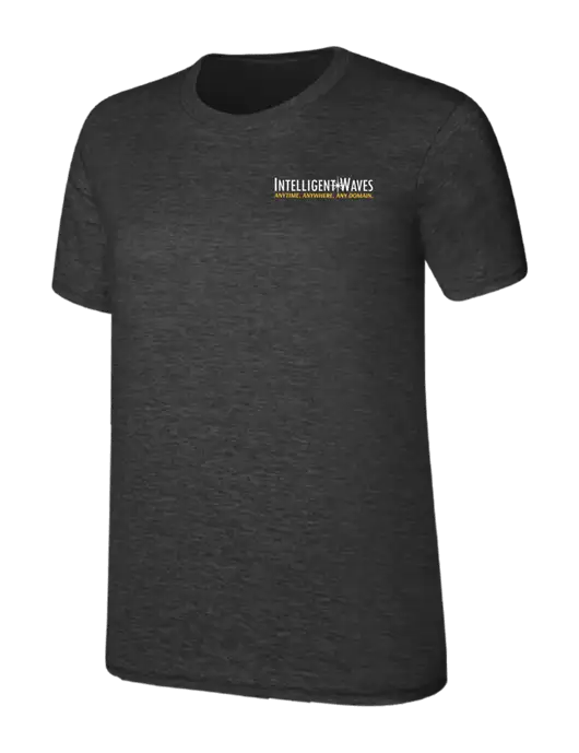 Womens Ring Spun Dark Heather Grey 4.5 oz T-Shirt w/Intelligent Waves Logo