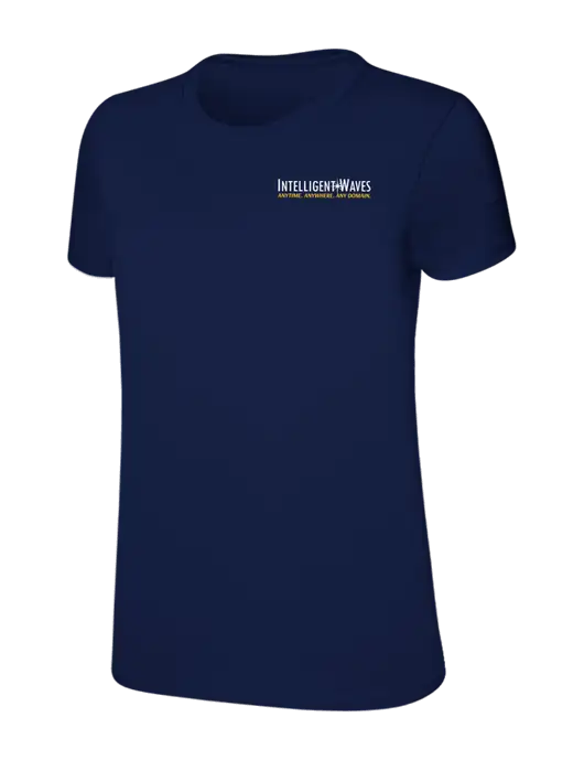 Womens Ring Spun Navy 4.5 oz T-Shirt w/Intelligent Waves Logo