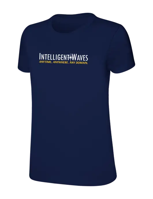 Womens Ring Spun Navy 4.5 oz T-Shirt w/Intelligent Waves Logo