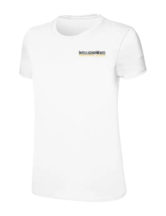 Womens Ring Spun White 4.5 oz T-Shirt w/Intelligent Waves Logo