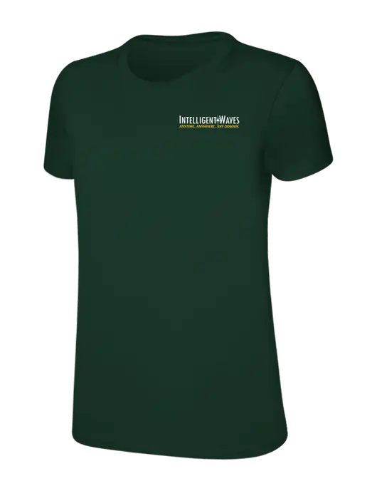 Womens Ring Spun Forest Green 4.5 oz T-Shirt w/Intelligent Waves Logo