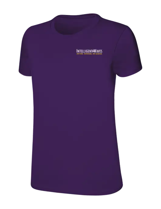 Womens Ring Spun Purple 4.5 oz T-Shirt w/Intelligent Waves Logo