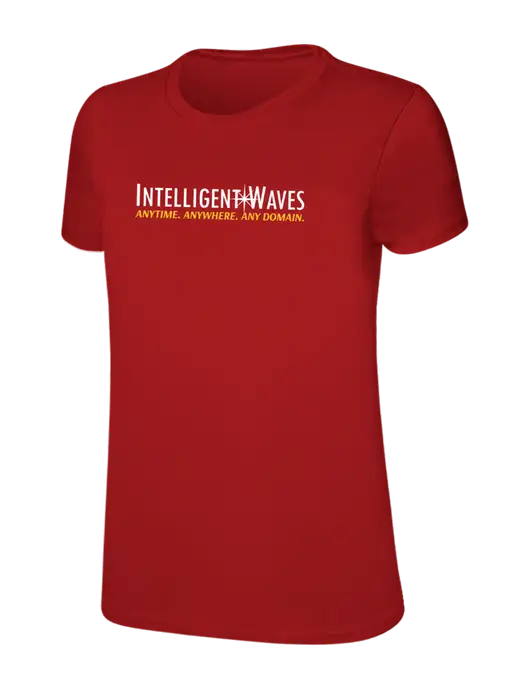 Womens Ring Spun Bright Red 4.5 oz T-Shirt w/Intelligent Waves Logo