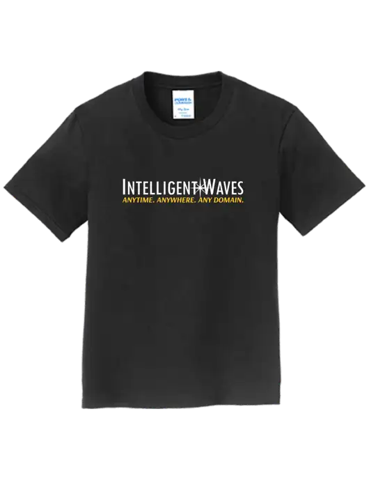 Youth Ring Spun Jet Black 4.5 oz T-Shirt w/Intelligent Waves Logo