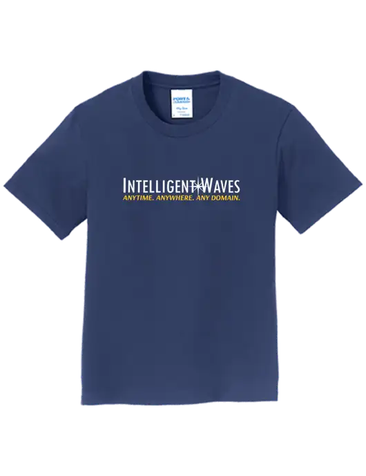 Youth Ring Spun Navy 4.5 oz T-Shirt w/Intelligent Waves Logo