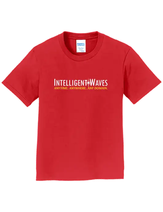 Youth Ring Spun Bright Red 4.5 oz T-Shirt w/Intelligent Waves Logo