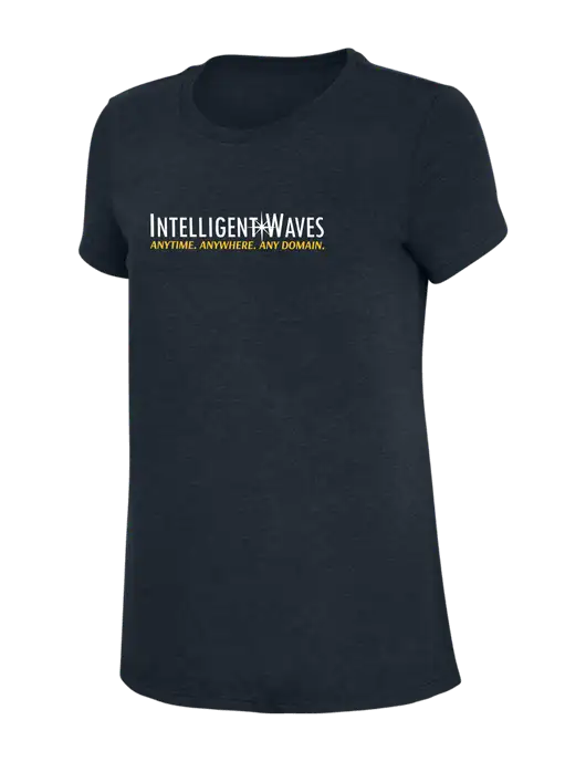 Womens Simply Soft Navy 4.5oz Poly/Combed Ring Spun Cotton T-Shirt w/Intelligent Waves Logo