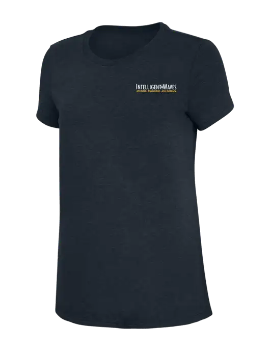 Womens Simply Soft Navy 4.5oz Poly/Combed Ring Spun Cotton T-Shirt w/Intelligent Waves Logo