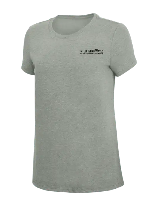 Womens Simply Soft Grey Frost 4.5oz  Poly/Combed Ring Spun Cotton T-Shirt w/Intelligent Waves Logo