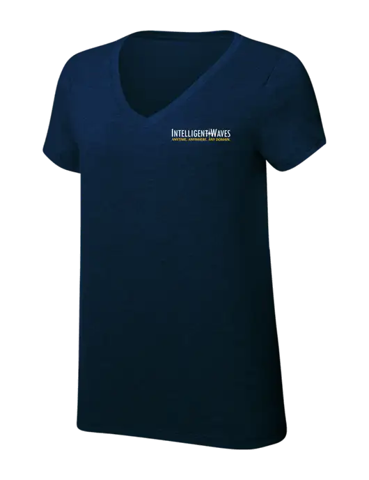 Womens Simply Soft V-Neck New Navy 4.5oz  Poly/Combed Ring Spun Cotton T-Shirt w/Intelligent Waves Logo