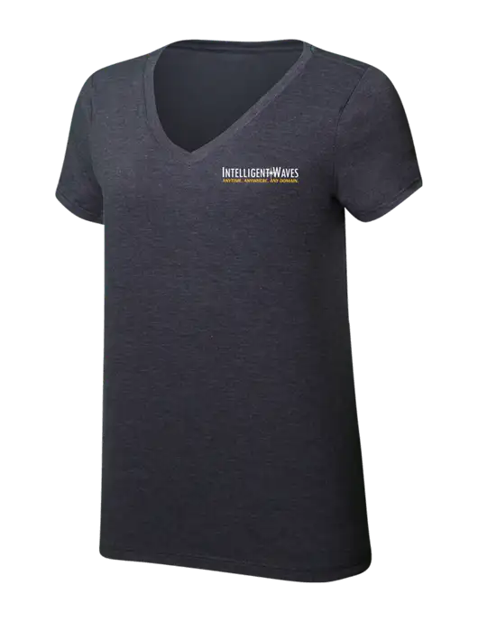 Womens Simply Soft V-Neck Heather Charcoal 4.5oz  Poly/Combed Ring Spun Cotton T-Shirt w/Intelligent Waves Logo