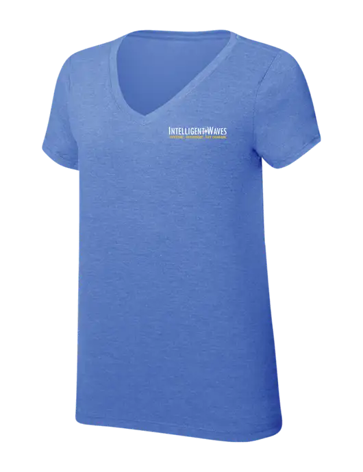 Womens Simply Soft V-Neck Royal Frost 4.5oz  Poly/Combed Ring Spun Cotton T-Shirt w/Intelligent Waves Logo