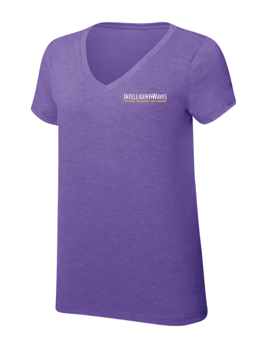 Womens Simply Soft V-Neck Purple Frost 4.5oz  Poly/Combed Ring Spun Cotton T-Shirt w/Intelligent Waves Logo