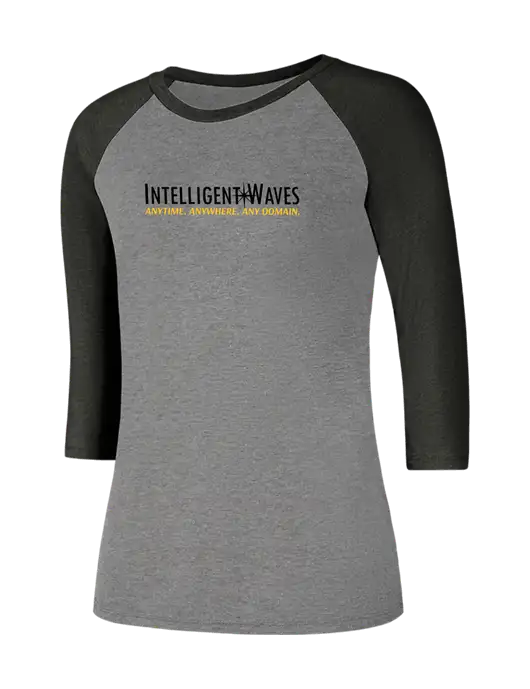 Womens Simply Soft 3/4 Sleeve Black Frost/Grey Frost Ring Spun Cotton T-Shirt w/Intelligent Waves Logo