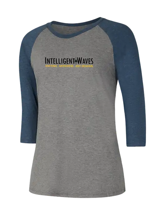 Womens Simply Soft 3/4 Sleeve Navy Frost/Grey Frost Ring Spun Cotton T-Shirt w/Intelligent Waves Logo