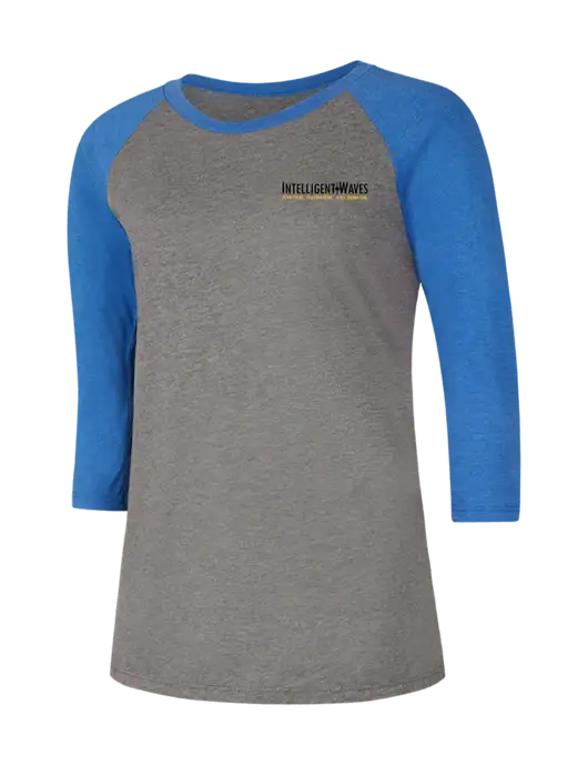 Womens Simply Soft 3/4 Sleeve Royal Frost/Grey Ring Spun Cotton T-Shirt w/Intelligent Waves Logo