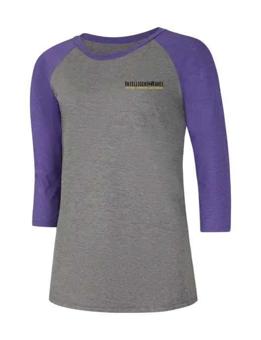 Womens Simply Soft 3/4 Sleeve Purple Frost/Grey Frost Ring Spun Cotton T-Shirt w/Intelligent Waves Logo